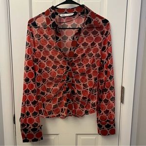 Printed Mesh Top | Zara | Size L